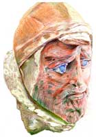 Голова воина юэйджи. Халачаян (Khalchayan), южный Узбекистан. Крашеная глина