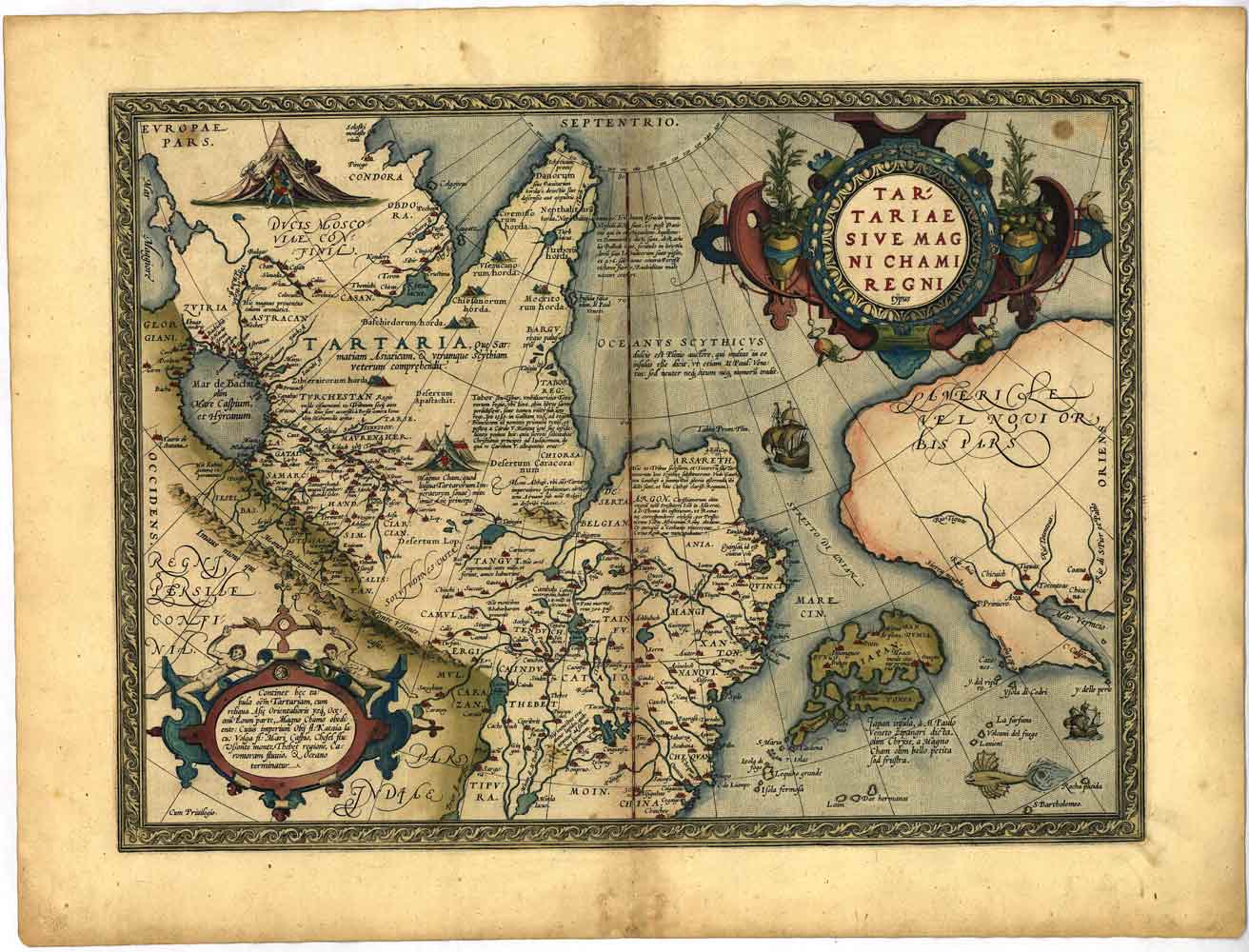 Карта Абрахама Ортелия Татария или Царство Великого Хана (Tartariae-sive-Magni-Chami-Regni), 1598