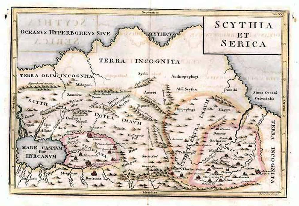 Карта Скифии и Серики Кристофера Селлариуса, 1703 г.