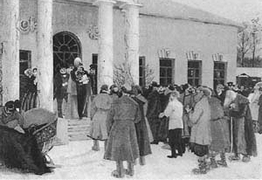 «Освобождение крестьян». Художник Б. Кустодиев